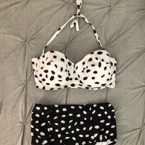 ASOS Design Bandeau Bikini Top in Mono Print
